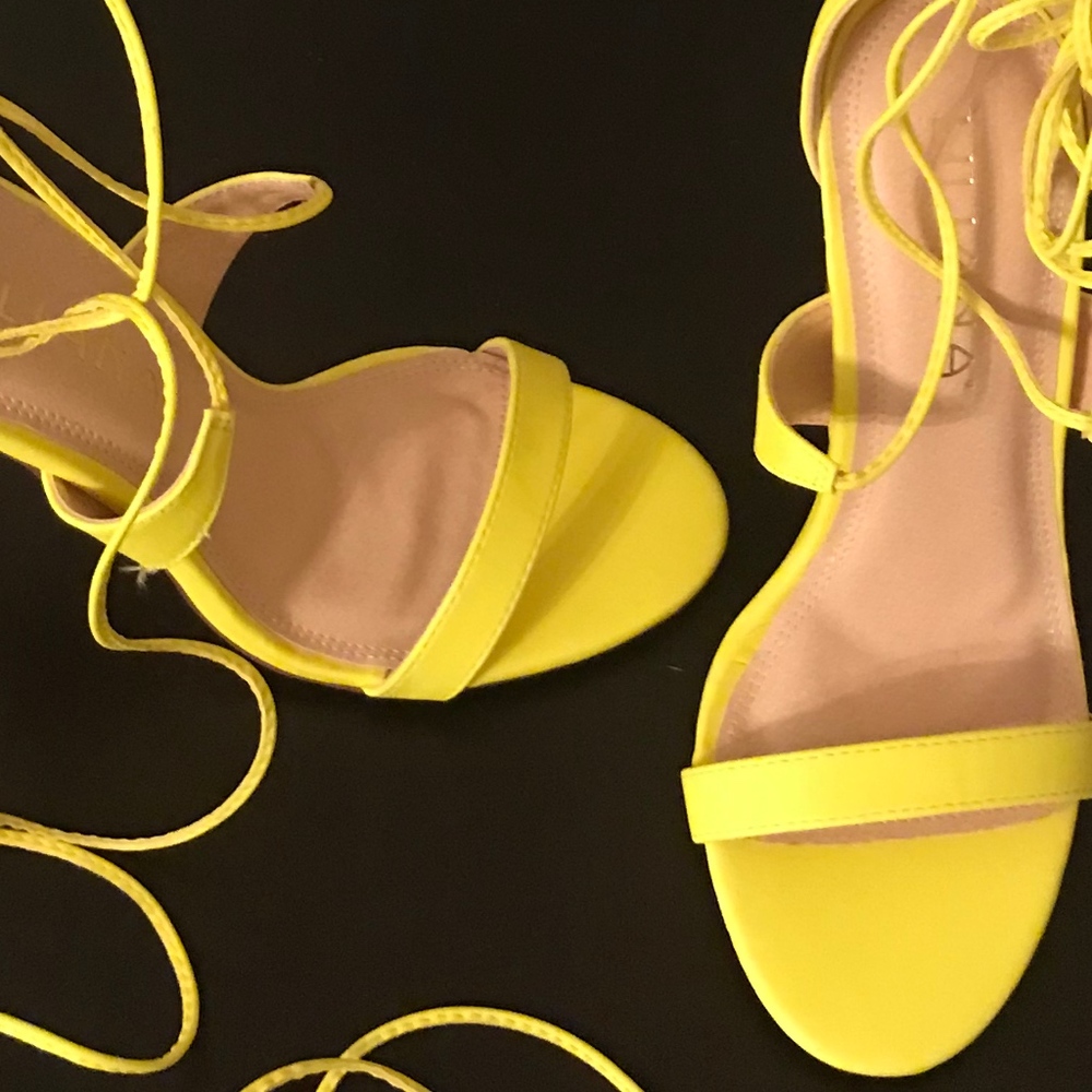 Neon lace up strappy sandals
